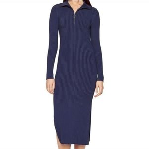 🆕 BCBGMAXAZRIA Sonja Navy Blue Ribbed Sweater Dress